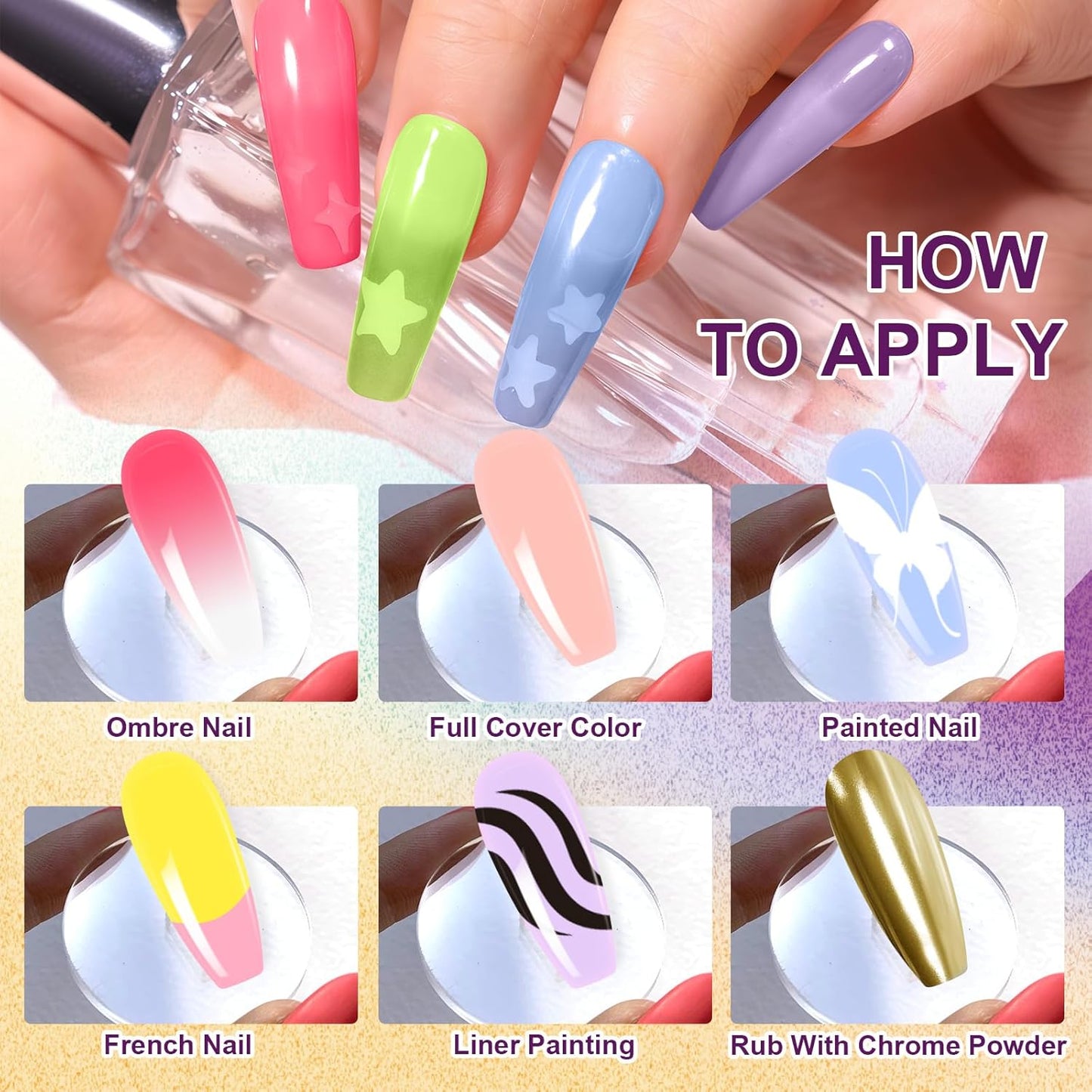 Gradient Painting Gel, 9 Bright Macaron Colors Ombre Gel Nail Polish Spring Summer Soft Pink light Blue for Pigment Pat Nails Aura Nails French Manicure Soak Off UV Fairy Spring Set-Velvo Beauty