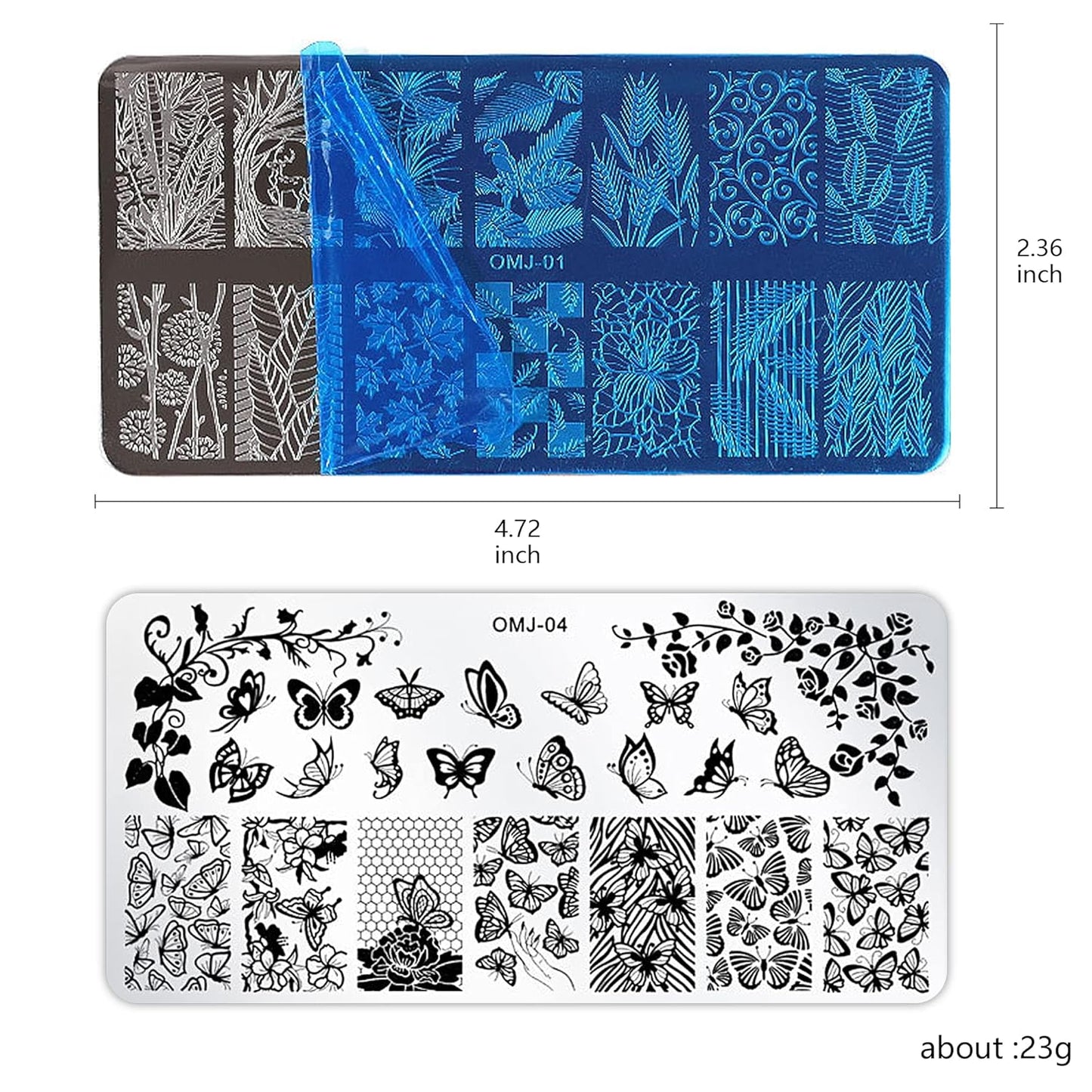 AddFavor Nail Stamper Kit 6pcs Flower Lace Nail Art Stamping Plate Butterfly Leaf Geometry Template with Silicone Nail Stamper and Scraper for Women Girls DIY Fingernail Manicure Stencils Tools-Velvo Beauty