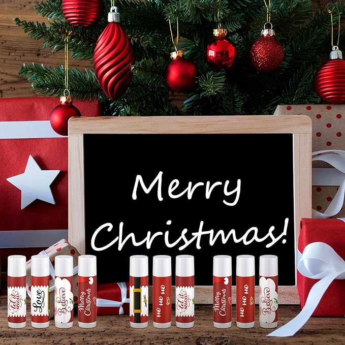 50 Pieces Christmas Santa Lip Balm Bulk Gift Christmas Gift for Women Moisturizing Lip Care Product for Seasonal Winter Holiday Xmas Party Gift-Velvo Beauty