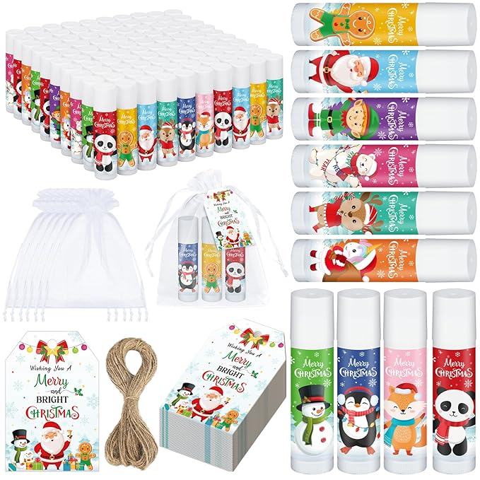 100 Pack Christmas Party Gifts Bulk Lip Balms Favors Bulk Christmas Stocking Stuffers Holiday Party Goodies Gifts Small Thank You Employee Appreciation Gifts for Women Men Coworkers Staff-Velvo Beauty