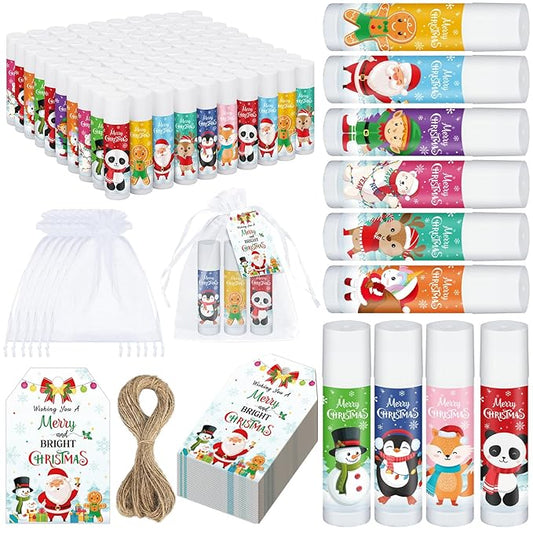 100 Pack Christmas Party Gifts Bulk Lip Balms Favors Bulk Christmas Stocking Stuffers Holiday Party Goodies Gifts Small Thank You Employee Appreciation Gifts for Women Men Coworkers Staff-Velvo Beauty