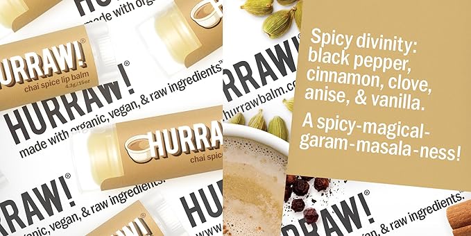 Hurraw! Chai Spice Lip Balm, 2 Pack: Organic, Certified Vegan, Cruelty and Gluten Free. Non-GMO, 100% Natural Ingredients. Bee, Shea, Soy and Palm Free. Made in USA-Velvo Beauty