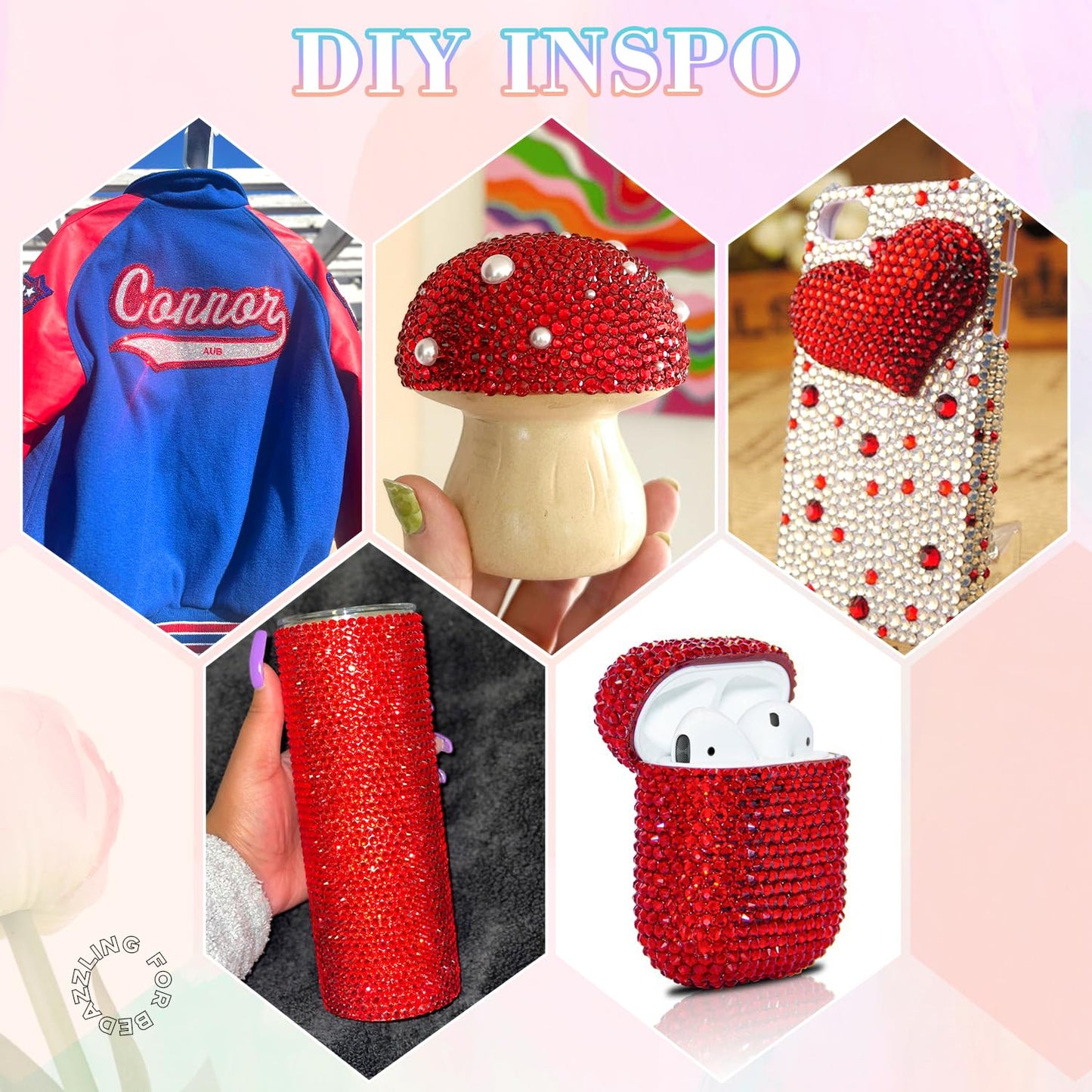 25000Pcs Resin Rhinestones with Tweezers for Crafting, 2-6mm Mixed Sizes (Red) Non Hotfix Flatback Gems, Bedazzling Crystal for DIY Crafts Clothing Tumblers Mugs Shoes Decor Nail Art-Velvo Beauty