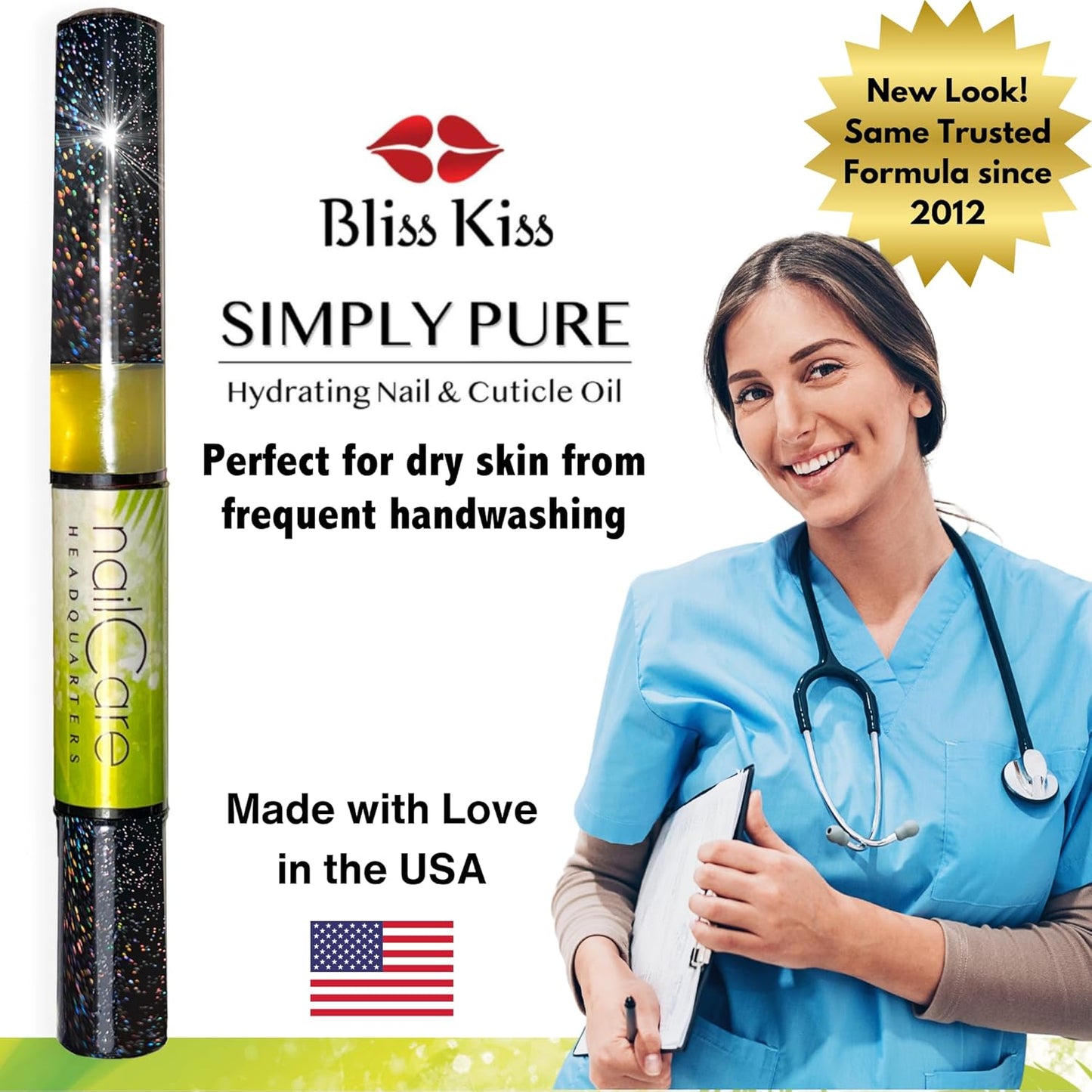 Nail Care Headquarters Simply Pure Cuticle Oil Pen for Nails - Nail Strengthener & Growth Oil and Serum for Damaged Nails, Hangnails w/Jojoba cuticle oil—Coconut Lime Verbena Fragrance-Velvo Beauty