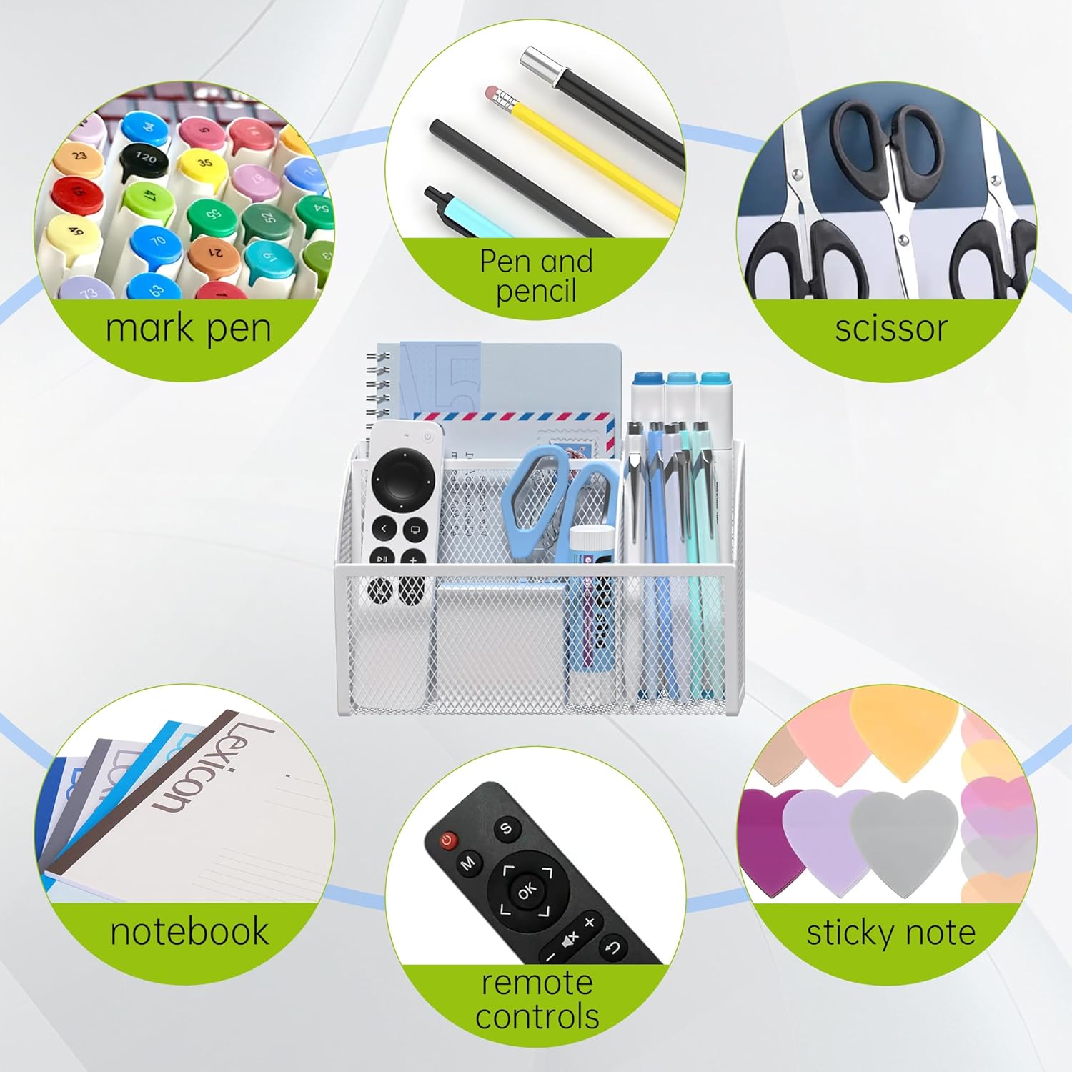 YINGHUA Strong Magnetic Pen Holder for Whiteboard and Refrigerator 3 Compartments Metal Mesh Organizer Space Saving Shelf for Office School Home and Locker - White-Velvo Beauty