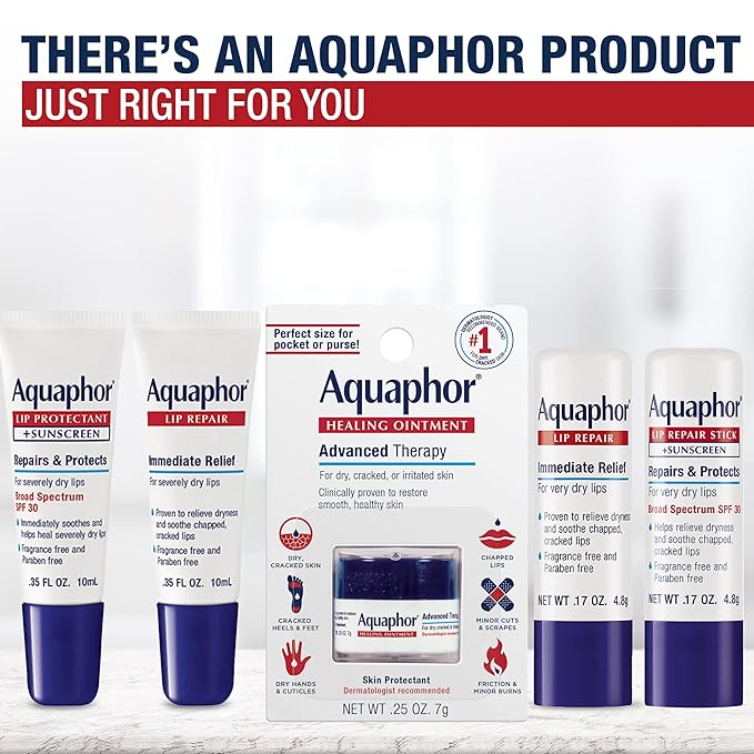 Aquaphor Lip Repair Lip Balm with Sunscreen, Lip Protectant, Lip Balm SPF 30, 0.35 Oz Tube (Pack of 48)-Velvo Beauty