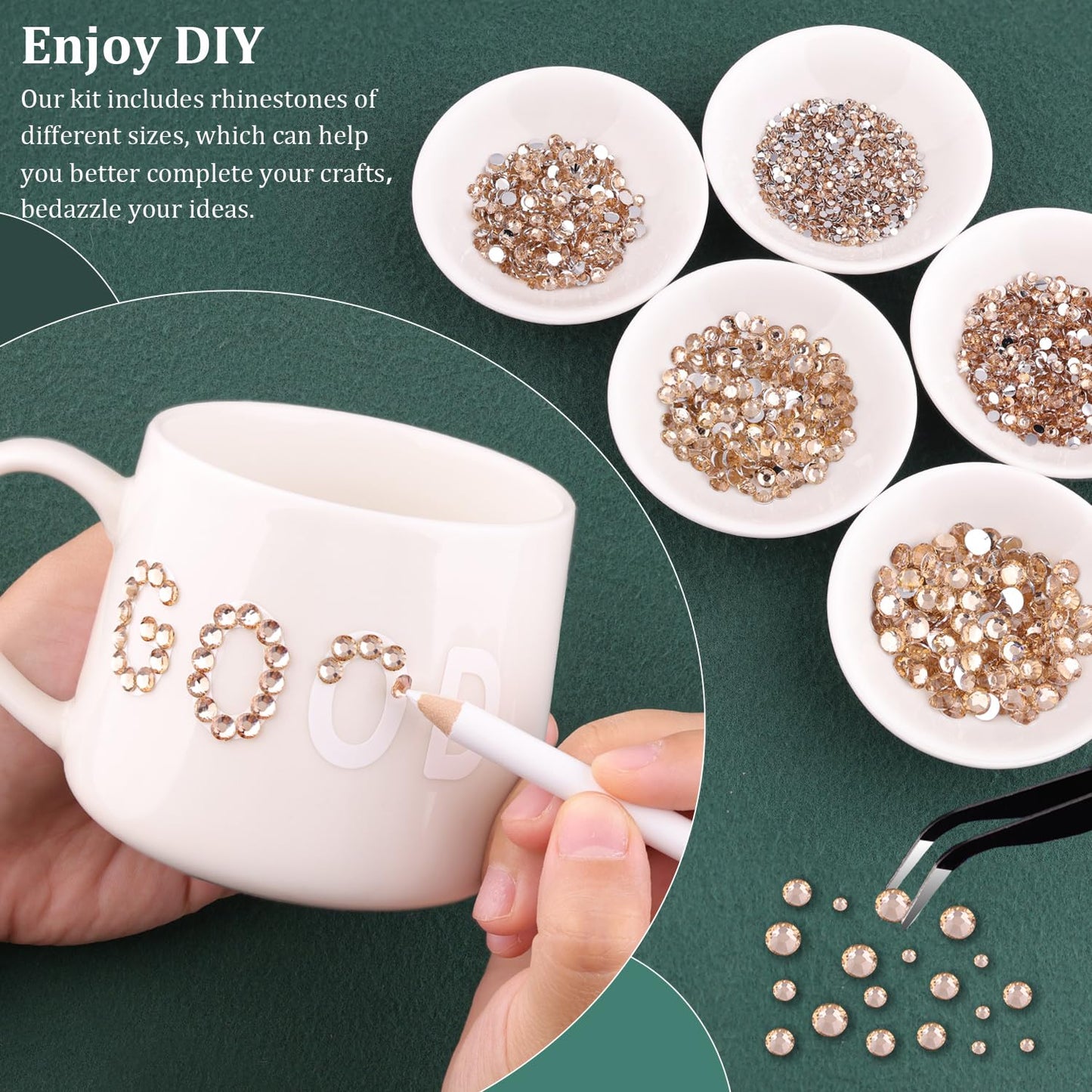 Resin Rhinestones for Crafting with B7000 Jewelry Glue, 1 Box Champagne Flatback Crystals with 3Pcs 10ml Glue for Bedazzling Crafts DIY Nail Art Makeup，Non Hotfix Gems for Clothing Shoes-Velvo Beauty