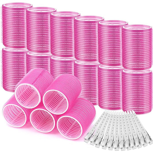 Big Self-Grip Hair Rollers with Stainless Steel Duckbill Clips for Long, Medium Hair and Volume-Velvo Beauty