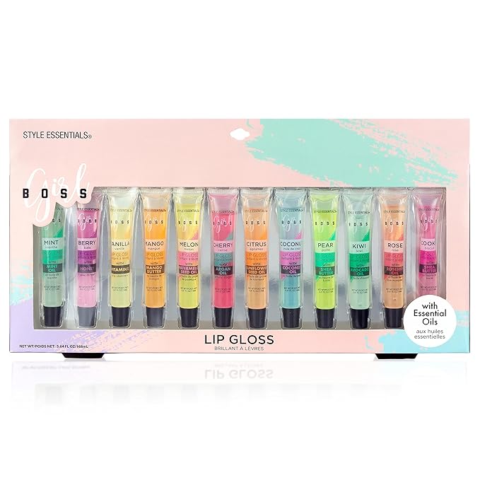 Expressions 12pc Lip Gloss Lip Oil Collection – Lip Gloss Tubes with Essential Oils, Moisturizing, Hydrating Lip Glosses, Lip Glow Oil, Hydrating Lip Balm-Velvo Beauty