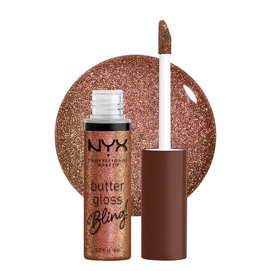 NYX PROFESSIONAL MAKEUP Butter Gloss Bling Lip Gloss, Non Sticky and Shiny Vegan Lip Makeup - Hustla-Velvo Beauty