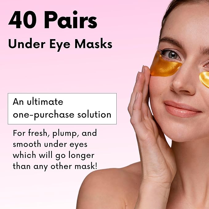Under Eye Patches For Puffy Eyes (40 Sets) With Bonus Lip Masks - Under Eye Patches for Dark Circles and Puffiness - Under Eye Mask Treatment - Hydrating 4 Flavors Eye Masks - Reduce Dark Circles-Velvo Beauty