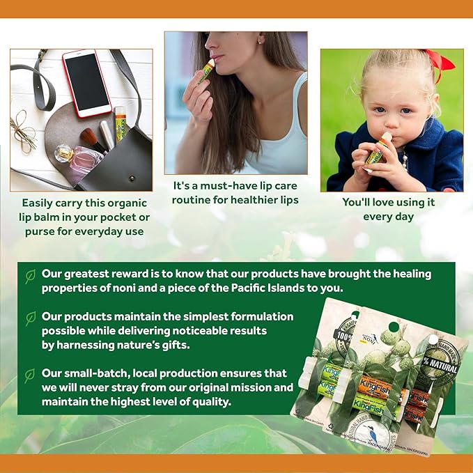 Lip Balm, 100% Natural Moisturizing Lip Balm, Ultra Hydrating Lip Care, Original Noni Oil & Virgin Coconut Oil (Pack of 2) (1 Sweet Orange and 1 Mint)-Velvo Beauty