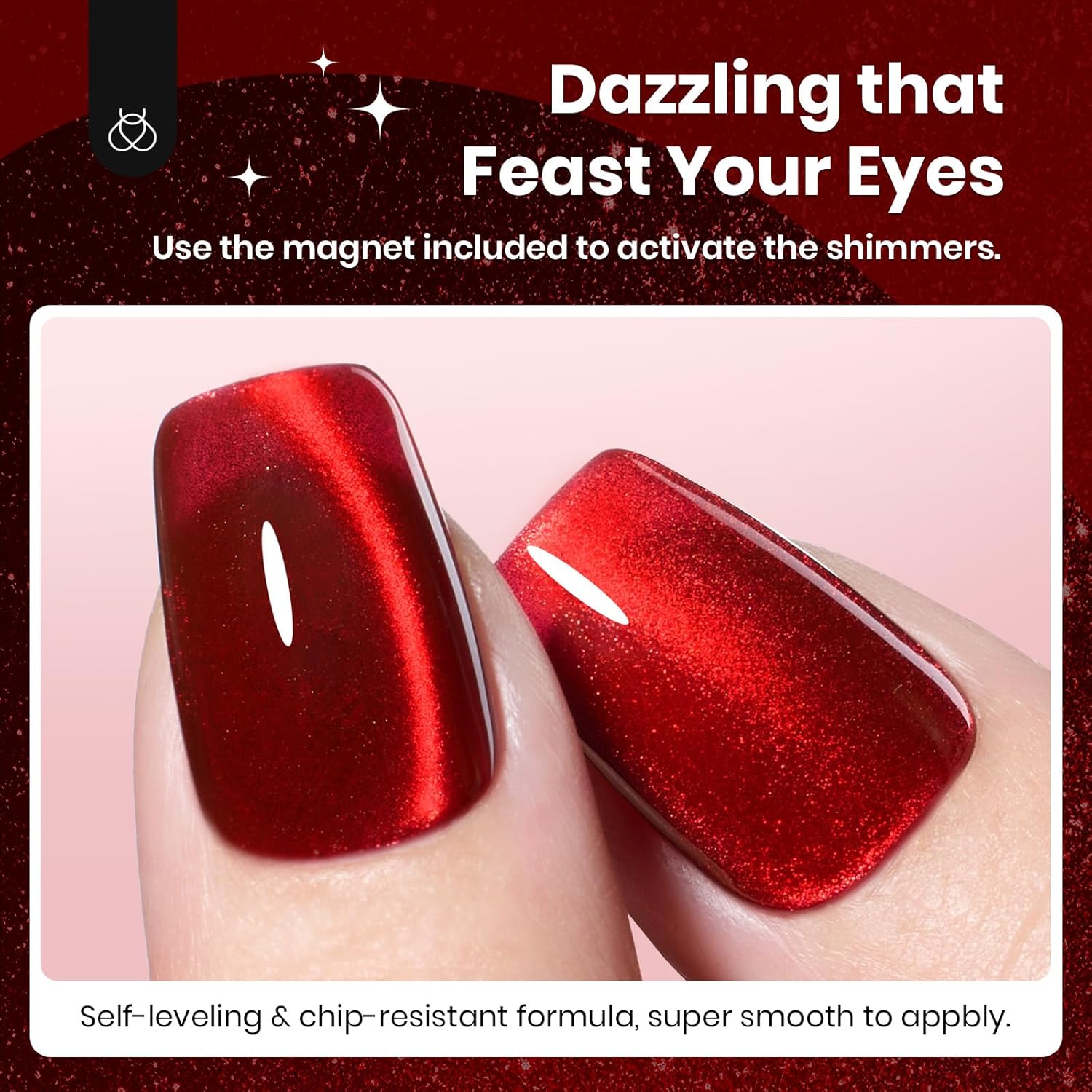 beetles Gel Polish Ruby Red Cat Eye Gel Nail Polish - 15ML Red Glitter Gel Polish Fall Nail Gel Magnetic Shimmer Effect Soak Off UV French Nail Art Design Salon DIY Manicure Gifts for Wome-Velvo Beauty