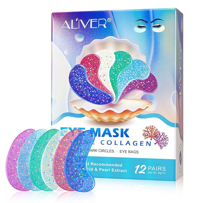 Under Eye Patches(12 Pairs), 6 Color Marine Collagen Eye Mask for Puffy Eyes, Dark Circles, Eye Bags, Wrinkles, Fine Lines.-Velvo Beauty