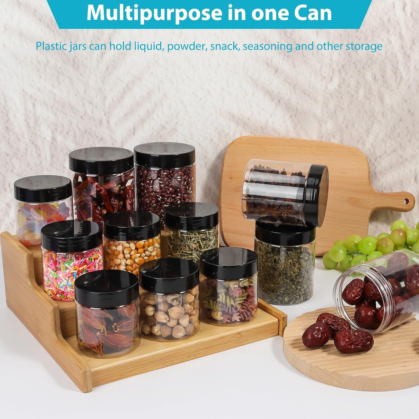 4 oz Clear Plastic Round Jars with Black Lids, 50pcs 4oz 120ml Leak-Proof Wide-Mouth Cosmetic Storage Containers for Kitchen Use, Beauty Products, Cream, Scrubs, Bath Salt and More-Velvo Beauty