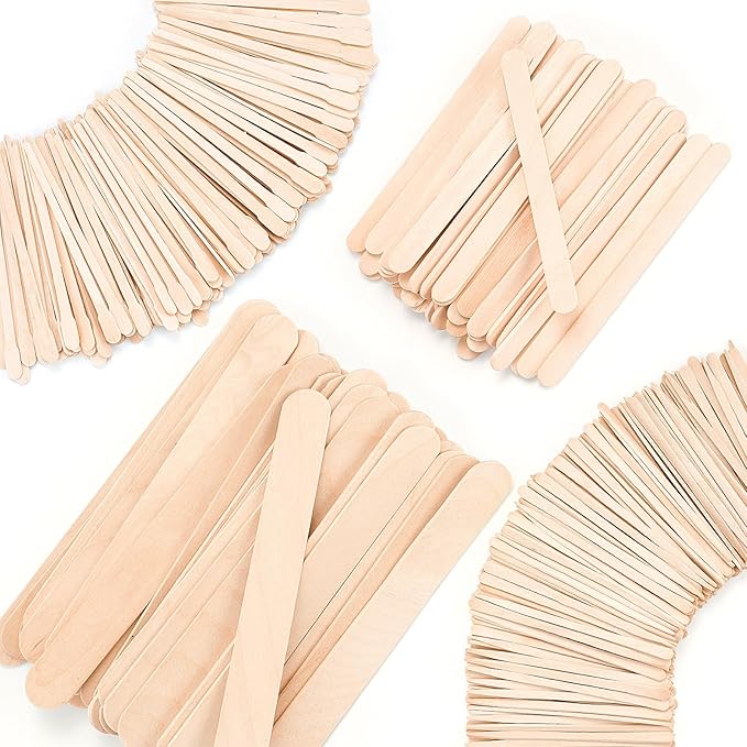 4 Style 500 Pcs Waxing Sticks Assorted Wax Applicator Sticks For Body Legs Face With Small Medium Large Sizes Wood Popsicle Sticks For Waxing Or Wood Craft Sticks-Velvo Beauty