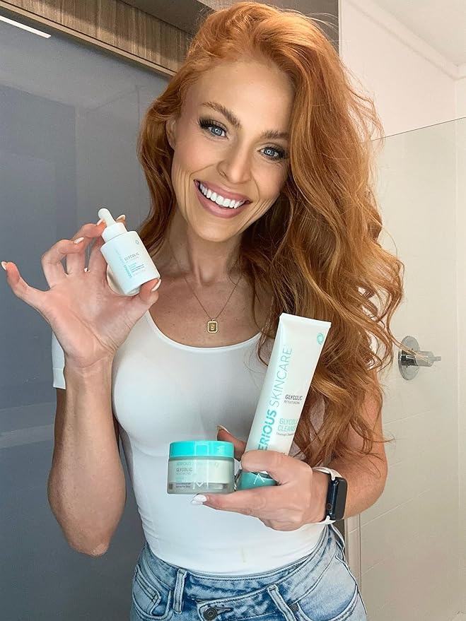 Serious Skincare Glycolic Skin Renewal Set - Retexturizing Serum - Facial Moisture Cream - Face Wash Cleanser - Balancing Blue Tansy Extract - Improve Appearance of Lines, Wrinkles and Enlarged Pores-Velvo Beauty