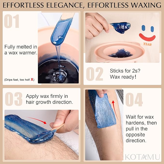 KOTAMU Waxing Kit for Women & Men, Wax Warmer for Hair Removal, Digital Wax Kit with Silicone Pot，Ideal for Face Eyebrow Arm Legs Armpit &Sensitive Skin, Cherry Waxing Machine for Home Salon Use-Velvo Beauty