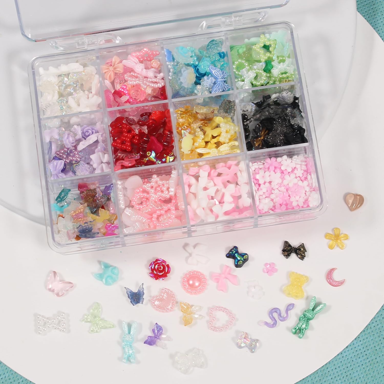 Artdone Nail Art Studs Kit, 2 boxes Multicolor 3D Charms Flower Butterfly Snake Rabbit Diamond Cute Nail Jewels for DIY Decoration with Pickup Tools-Velvo Beauty