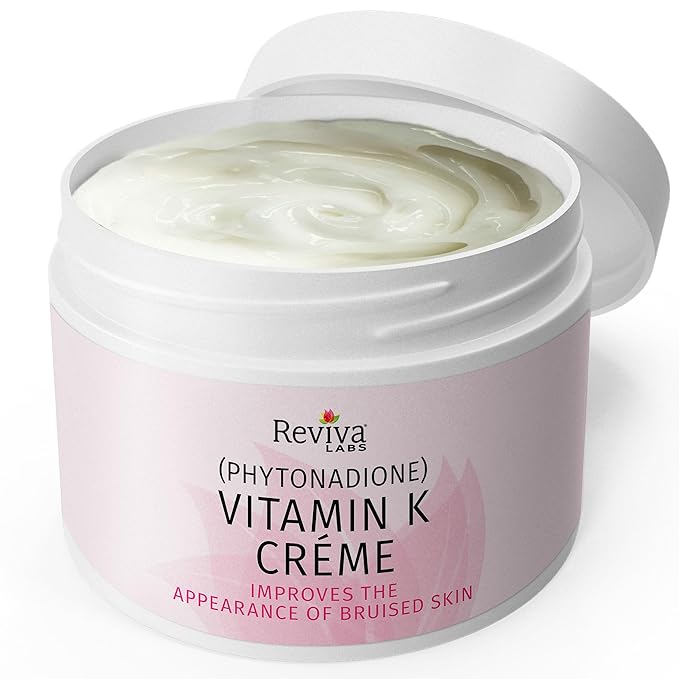 Reviva Labs Vitamin K Crème for Bruising, Under-Eye Dark Circles, and Wrinkles with Soybean Oil and Natural Fruit Extracts - 2 Oz, for Skin and Face-Velvo Beauty
