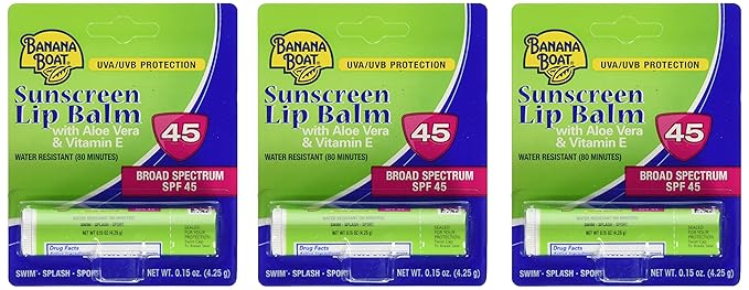 Aloe Vera Sunscreen Lip Balm with Vitamin E SPF 45 3-Pack-Velvo Beauty