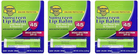 Aloe Vera Sunscreen Lip Balm with Vitamin E SPF 45 3-Pack-Velvo Beauty