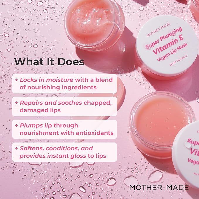 Natural Plumping Vitamin E Lip Mask 2EA | Hydrating Lip Moisturizer For Soft, Smooth, Plump Lips, Infused with Natural Oils, Organic Shea Butter, Collagen, Korean Skincare, Lip Gloss-Velvo Beauty