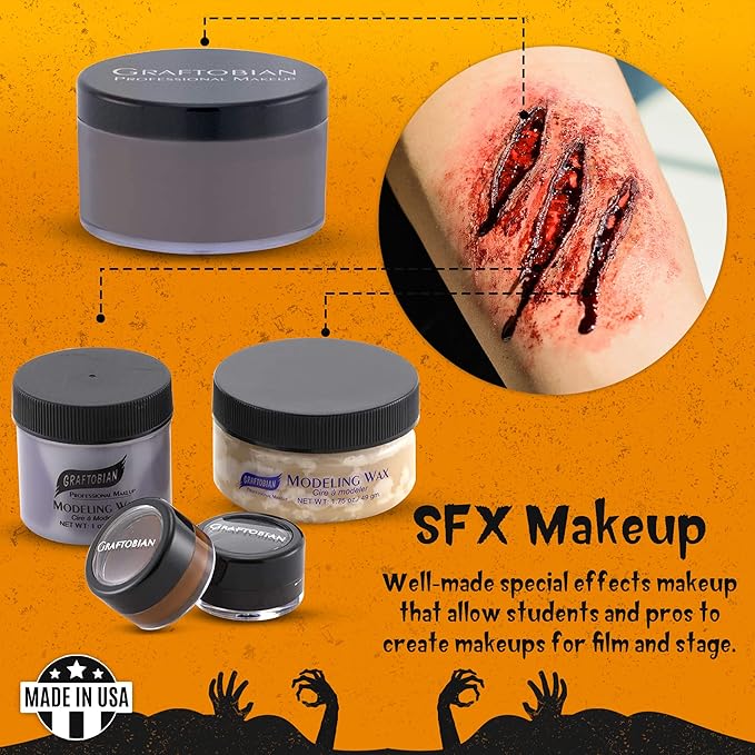 Graftobian Special FX Trauma Pro SFX Makeup Kit - Professional Makeup Kit for Halloween, Cosplay, and Movie, Easy-to-use Cosmetics Collection Set for Beginners, Complete Special Effects Makeup Kit-Velvo Beauty
