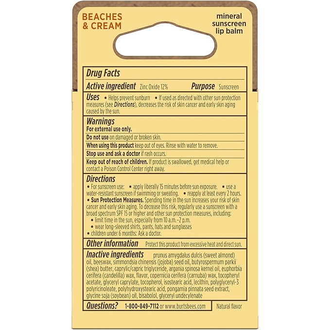 Burt’s Bees SPF 30 Lip Balm Mothers Day Gifts for Mom, Beaches and Cream, Water-Resistant Sun Care, Nano-Free Zinc Oxide Formula, Natural Origin Conditioning Lip Treatment, 3 Tubes, 0.15 oz.-Velvo Beauty