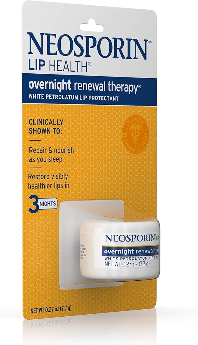 Neosporin Lip Health Overnight Healthy Lips Renewal Therapy Petrolatum Lip Protectant, 0.27oz. (Pack of 2)-Velvo Beauty