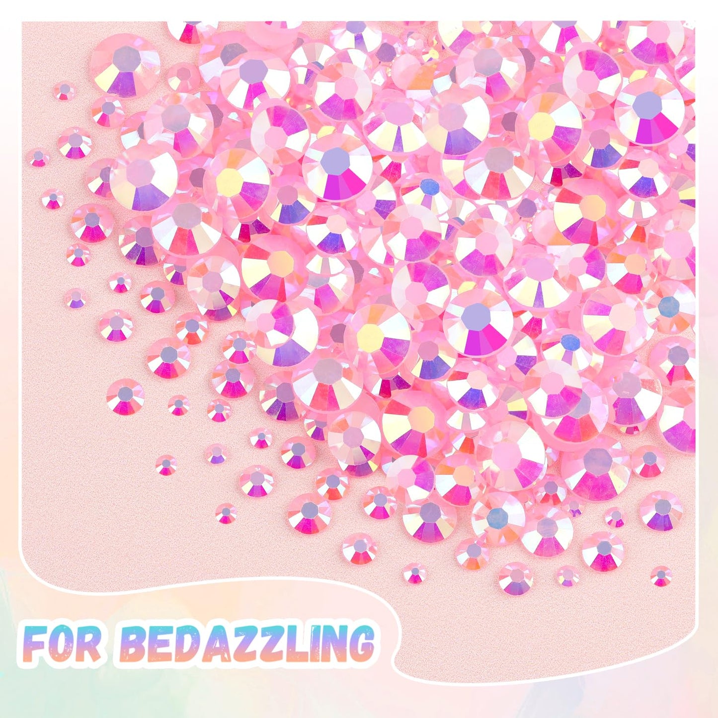 25000Pcs Resin Rhinestones with Tweezers for Crafting, 2-6mm Mixed Sizes (Light Pink AB) Non Hotfix Flatback Gems, Bedazzling Crystal for DIY Crafts Clothing Tumblers Mugs Shoes Decor Nail Art-Velvo Beauty