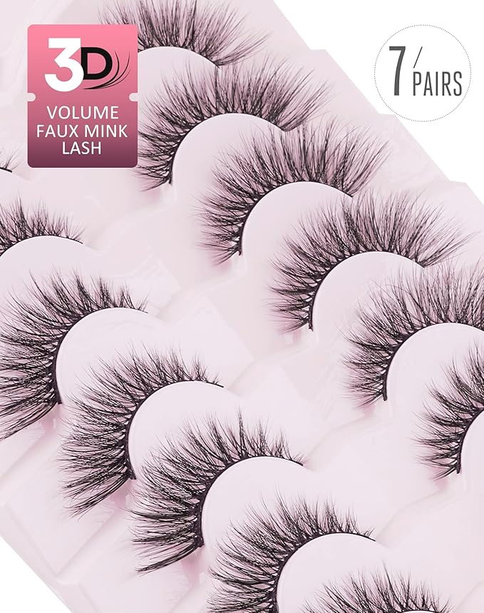 Onlyall Cat Eye Lashes Mink Lashes Fluffy Eyelashes Cat Eye False Lashes Fox Eye Lashes 7 Pairs F02-Velvo Beauty