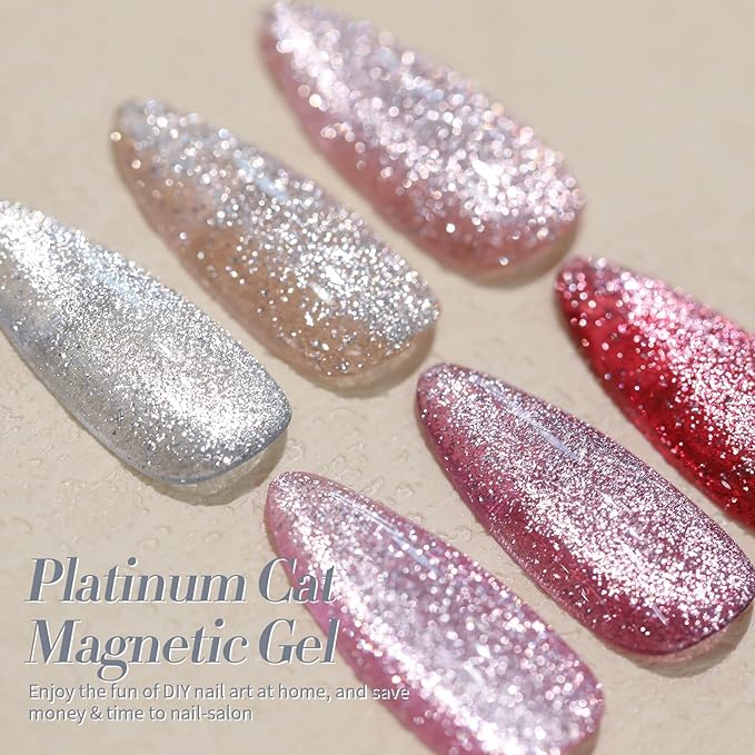 Born Pretty Magnetic Gel Polish Platinum Glitter Cat Magnetic Gel Nail Polish Silver Rose Gold Pink Red Purple Nail Salon DIY at Home-Velvo Beauty
