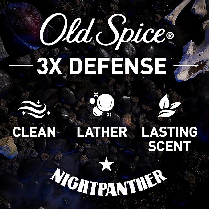 Old Spice Body Wash for Men, 3X Defense, 24/7 Shower Fresh with Long Lasting Lather, NightPanther Scent, 33.4 fl oz (Pack of 4)-Velvo Beauty