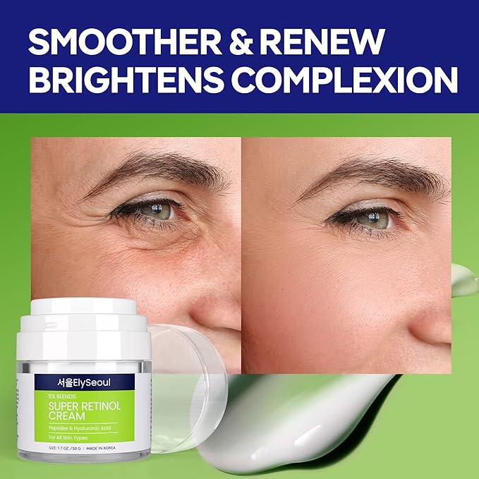 Retinol Cream for Face Korean Skincare: Anti-Aging Collagen Peptides & Hyaluronic Acid Face Cream for Women, 1.7 oz.-Velvo Beauty