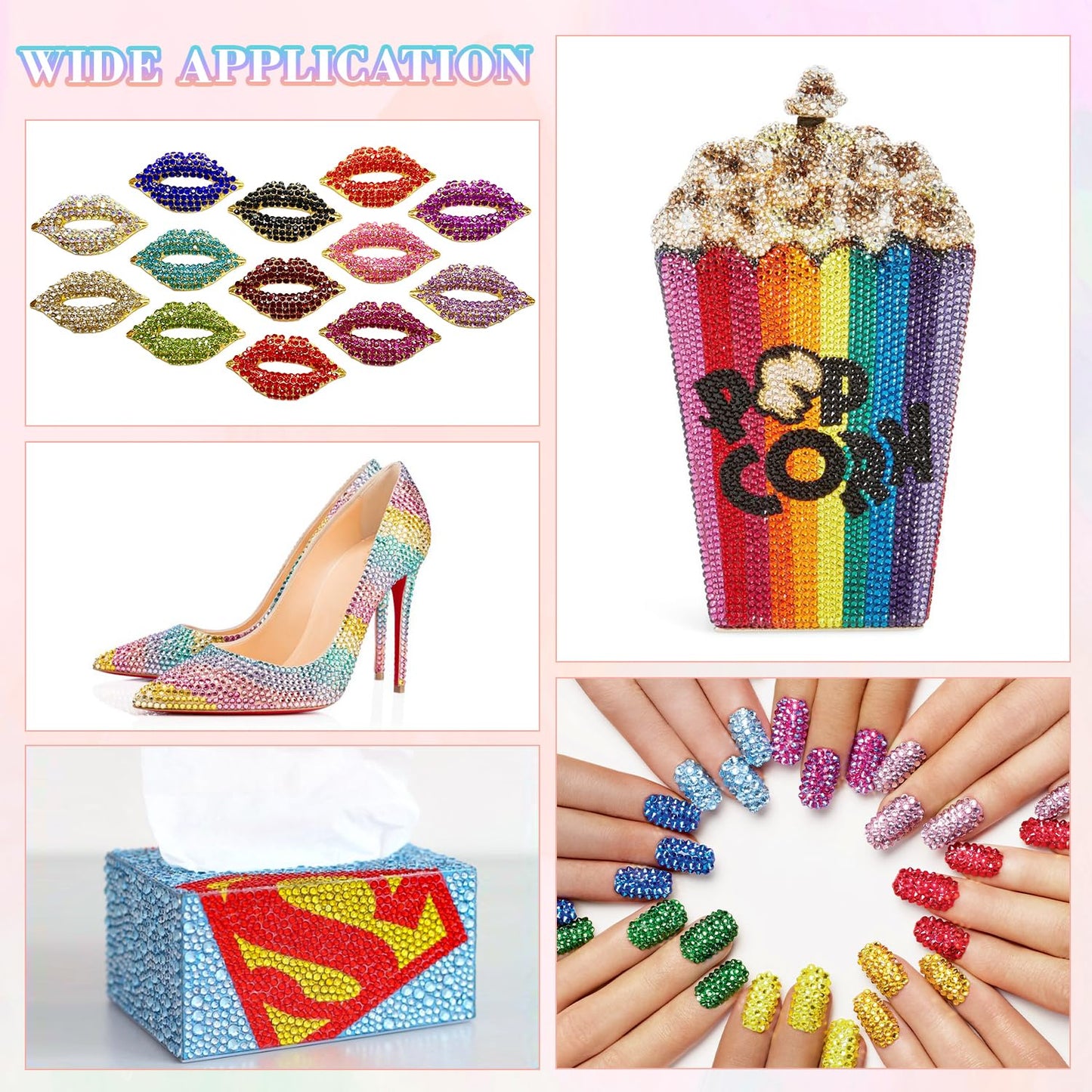 6600Pcs Resin Rhinestones for Bedazzling with 3Pcs B7000 Jewelry Glue, Multicolor 5mm Flatback Gems Rhinestones for Crafting, Clothing Tumblers Mugs Shoes Fabric Decor Nail Art-Velvo Beauty