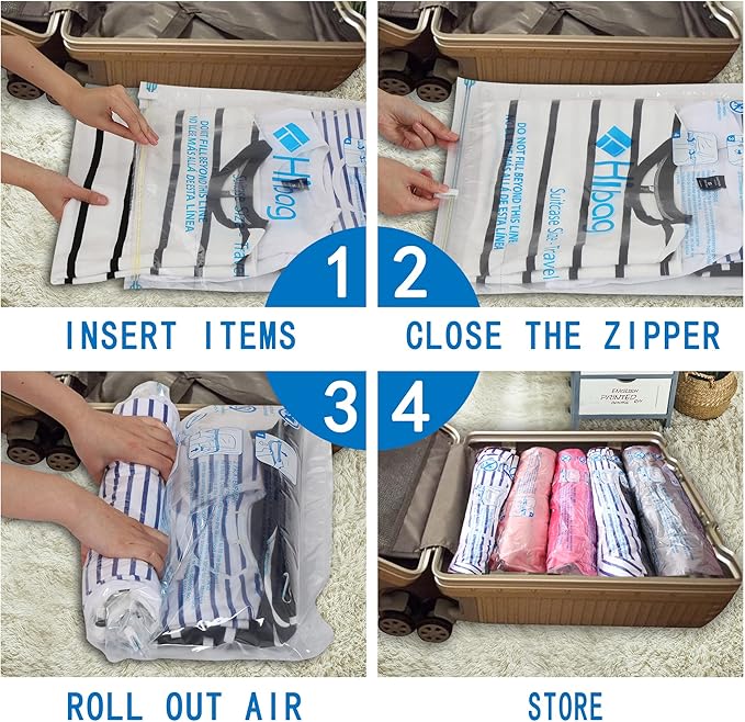 HIBAG Vacuum Storage Bags, 30-Pack Space Saver Vacuum Storage Bags, Vacuum Seal Bags for Clothing, Clothes, Comforters and Blankets (30C)-Velvo Beauty