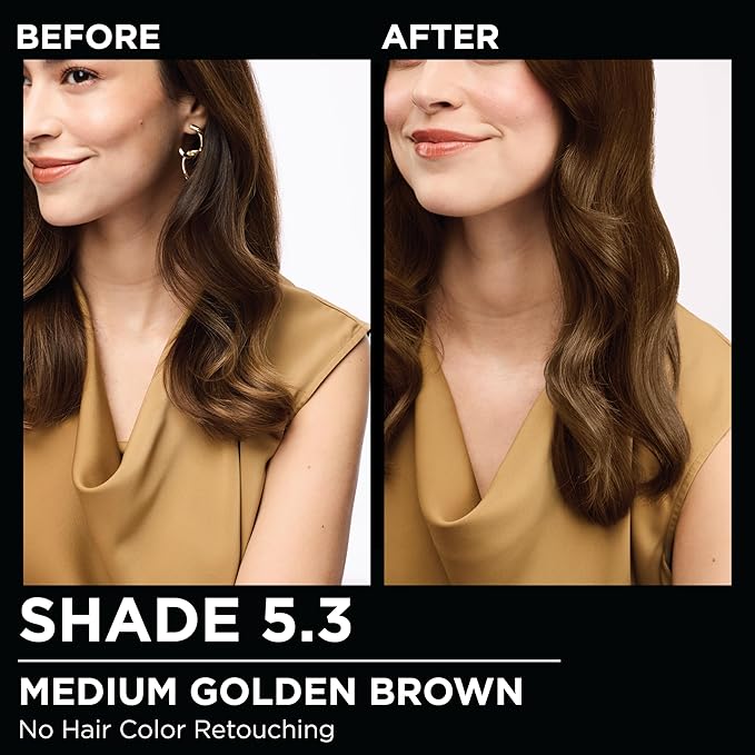 Garnier Hair Color Olia Ammonia-Free Brilliant Color Oil-Rich Permanent Hair Dye, 5.3 Medium Golden Brown, 2 Count (Packaging May Vary)-Velvo Beauty