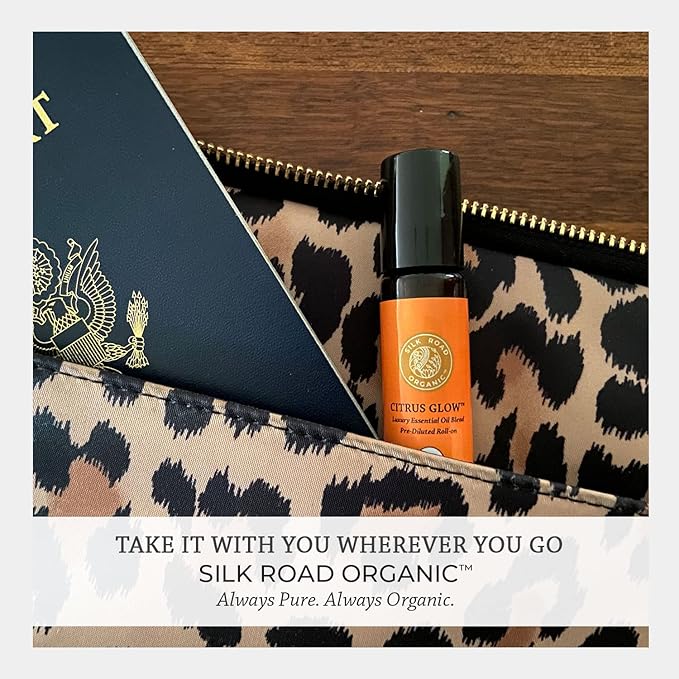 Silk Road Organic Citrus Glow Essential Oil Revive Blend Roll On, 100% Pure USDA Certified Citrus & Vanilla - Uplifting, & Energizing - 10 ml Roller - Always Pure, Always Organic-Velvo Beauty