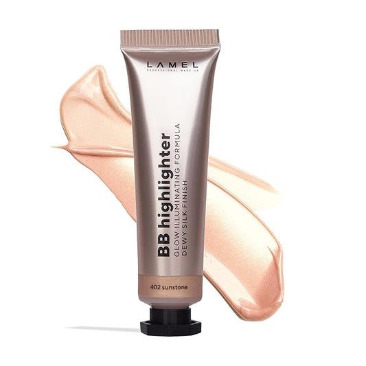 Lamel Dewy Cream BB Highlighter - Lightweight, Buildable and Luxuriously Glossy with Radiant, Natural-looking, Non-Greasy, Moisturizing, and Long-Lasting Formula for Flawless, Skin-Brightening - 402-Velvo Beauty