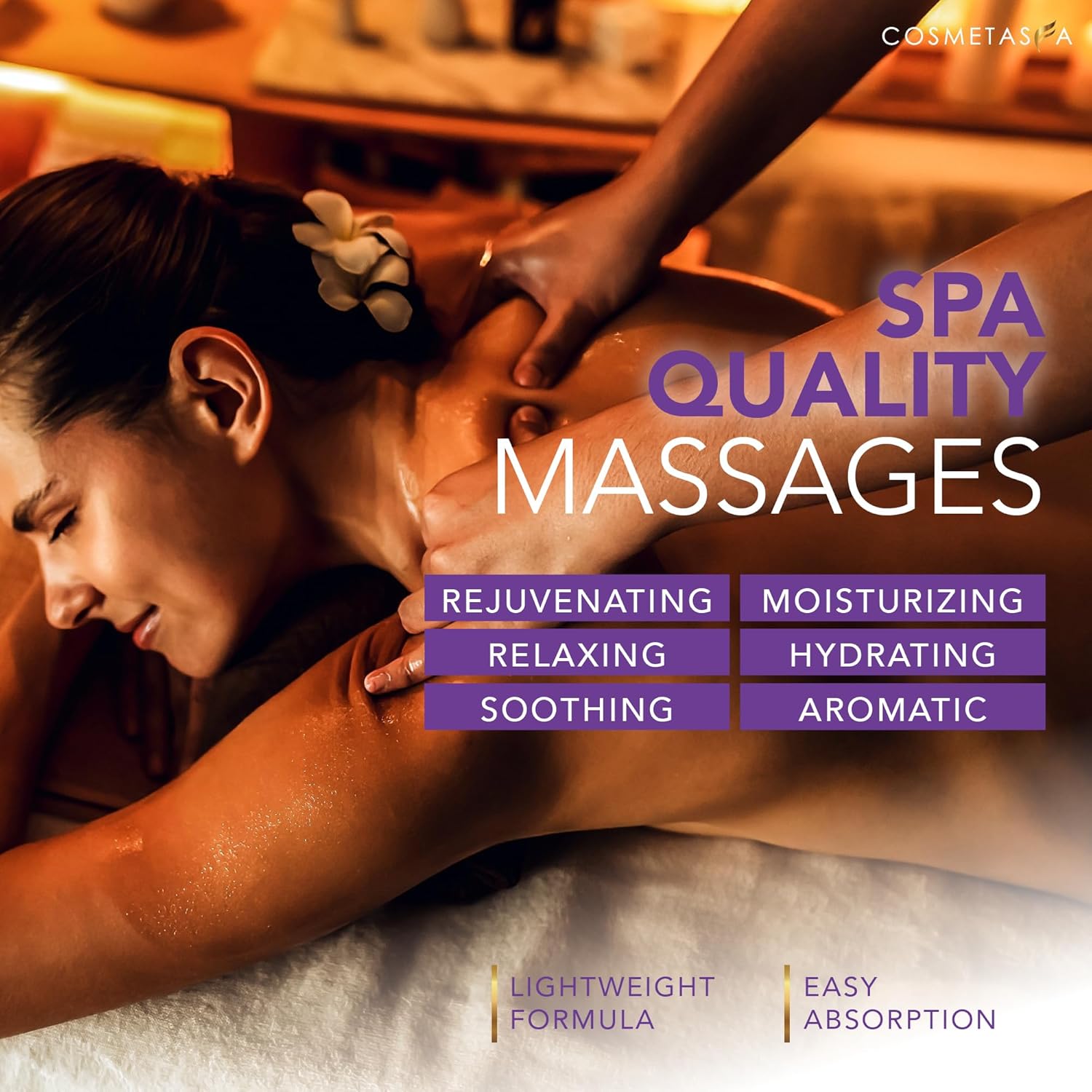 Cosmetasa Lavender Massage Oil for Massage Therapy - All Natural, Cruelty-Free & Spa Quality Skin Therapy Oil, Calming & Soothing Care - Lavender, Geranium & Grapeseed Oil (8.8 oz)-Velvo Beauty