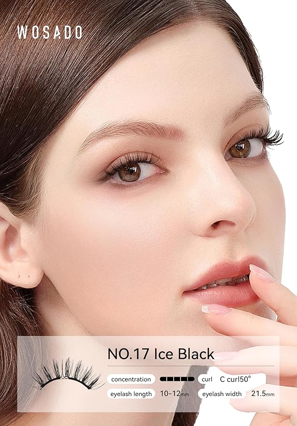 Magnetic Eyelashes with Applicator Kit, No.17 Ice Black, Reusable Magnetic Lashes without Eyeliner, Glue-free False Lashes, Waterproof, Lightweight, Suit for Heavy Makeup-Velvo Beauty