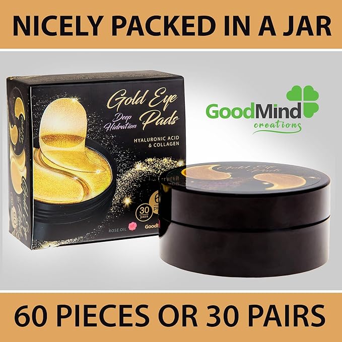 Under Eye Mask Patches Collagen, Gold Eye Patches for Puffy Eyes, 24K Gold Eye Mask, Under Eye Gel Pads, Eye Masks for Dark Circles, Puffiness Treatment Eye Masks Skincare-Velvo Beauty