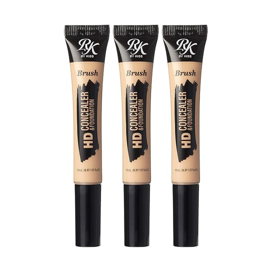 Ruby Kisses HD Concealer & Foundation Brush Flawless Full Coverage Face Makeup Lightweight Highlighter Long Lasting Under Eye Conceals Contour Corrector 3 Pack (Light Ivory)-Velvo Beauty
