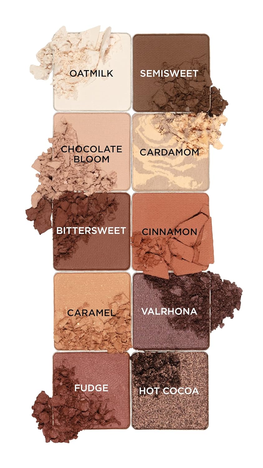 Pacifica Cocoa Nudes Mineral Eyeshadow Palette – 10 Shades Eye Makeup Naked Mineral Eye Shadow - Earth-Tone Rich Chocolate & Praline Neutral Talc-Free Highly Pigmented Cocoa Butter Clean Beauty Vegan-Velvo Beauty