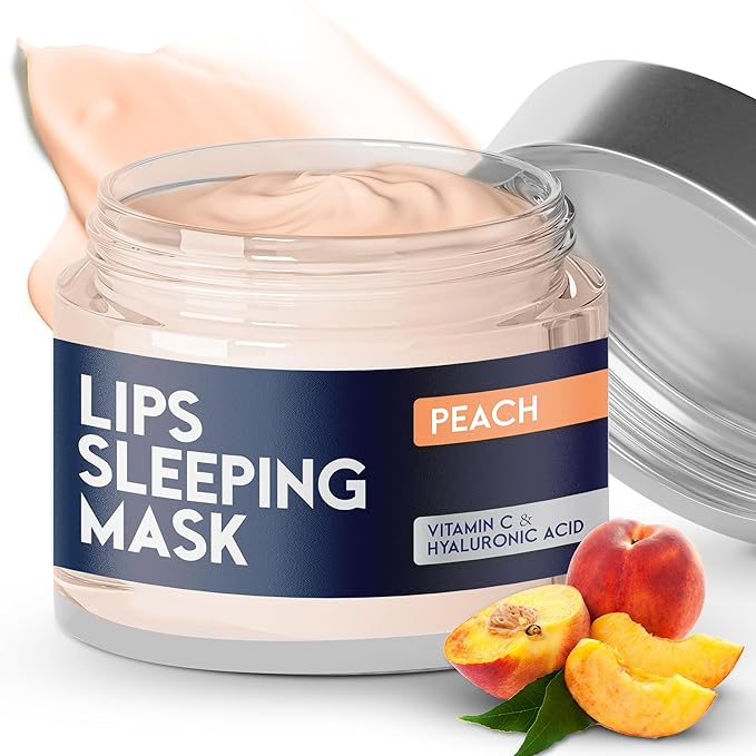 Lip Mask Overnight with Hyaluronic Acid & Collagen, Lip Sleeping Mask for Dry Cracked Lips, Moisturizing, Hydrating, Exfoliating Night Treatment for Lip Care (Peach)-Velvo Beauty