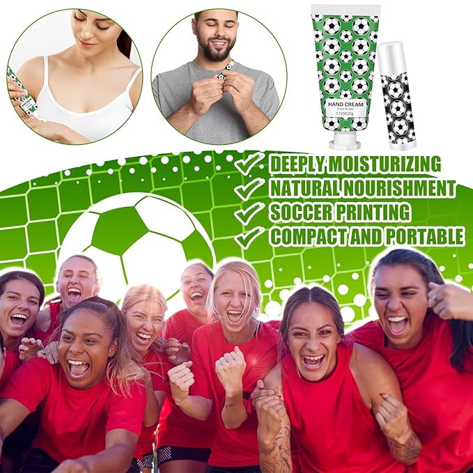 36 Sets Soccer Lip Balm Hand Cream Set soccer Party Favors, Include 36 Lip Balm 36 Moisturizing Hand Cream 36 Bags 36 Cards and Ropes for Soccer Accessories Gifts-Velvo Beauty
