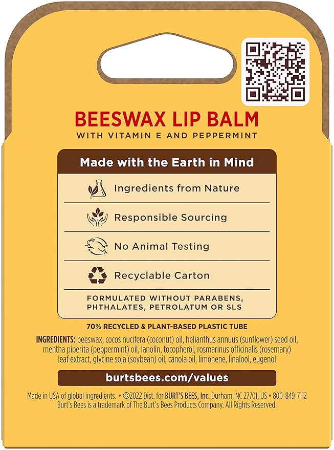 Beeswax Lip Balm Pack by Burts Bees for Unisex - 4 x 0.15 oz Lip Balm-Velvo Beauty