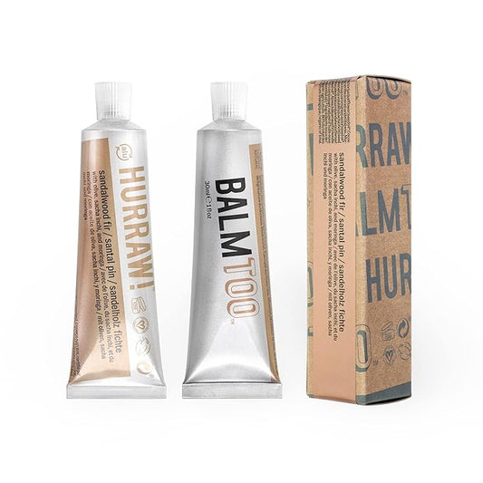 Hurraw! Balmtoo Squeezable Balm, Sandalwood Fir: Thick, ultra-moisturizing. Anywhere application. Body, face, lips, neck, fingers, toes. 1 tube = 7 sticks of lip balm. Natural, Organic. Made in USA-Velvo Beauty