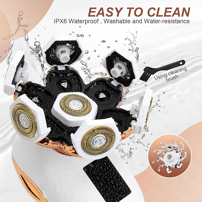 2-in-1 Electric Razors for Women, Wet/Dry 7D Rechargeable Rotary Shaver for Legs, Water Resistant Grooming Kit - Electric Razors for Women, Facial Hair Removal, Bikini Trimmer, Lips - Gentle Hair Remo-Velvo Beauty